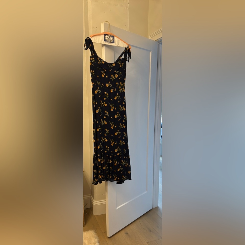 Reformation Floral Navy Dress